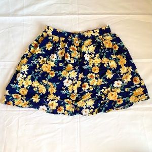 Forever 21 Floral Button Front Skater Skirt
